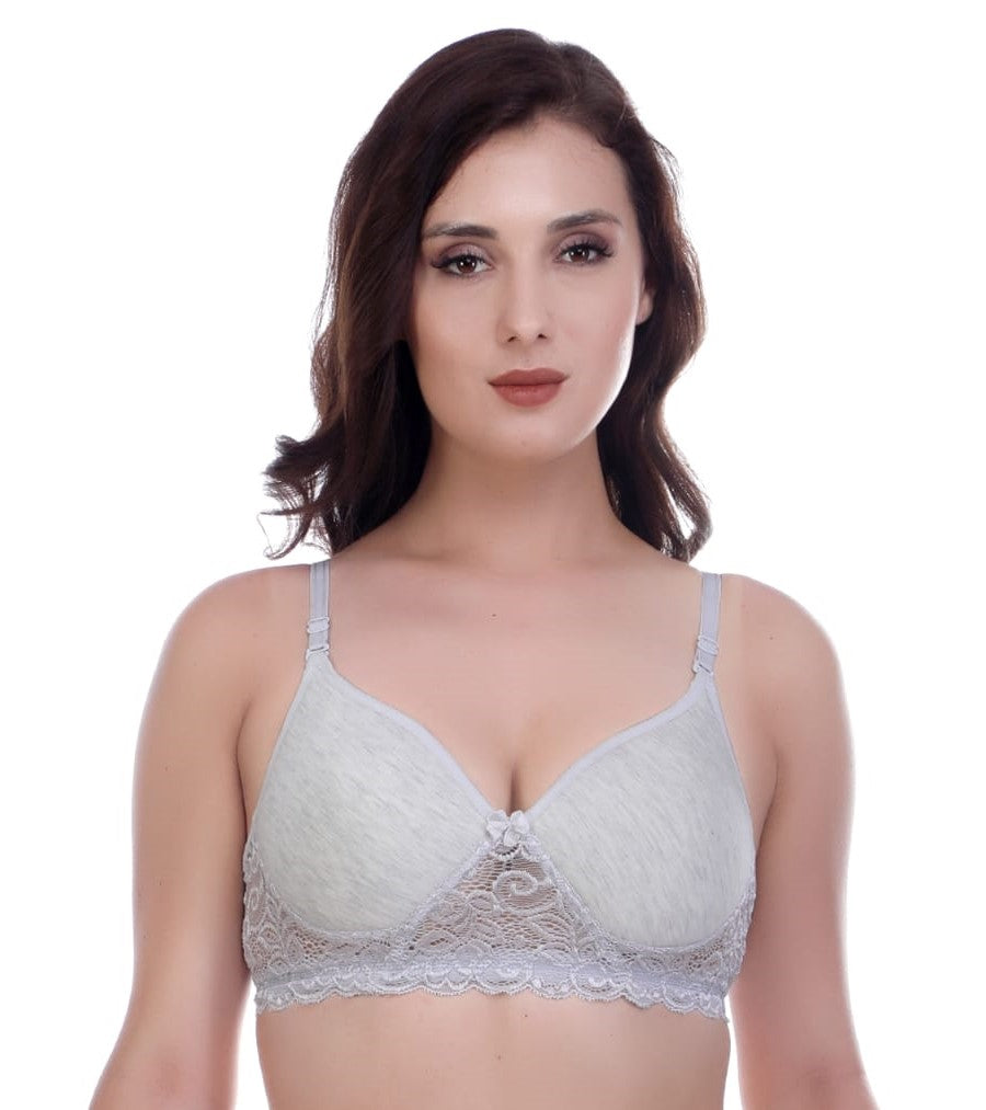 Beautiful laced Double Layered Non Wired 3/4Th Coverage T-Shirt Bra