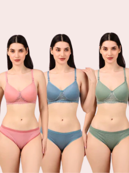 Beautiful laced Double Layered Non Wired 3/4Th Coverage T-Shirt Bra