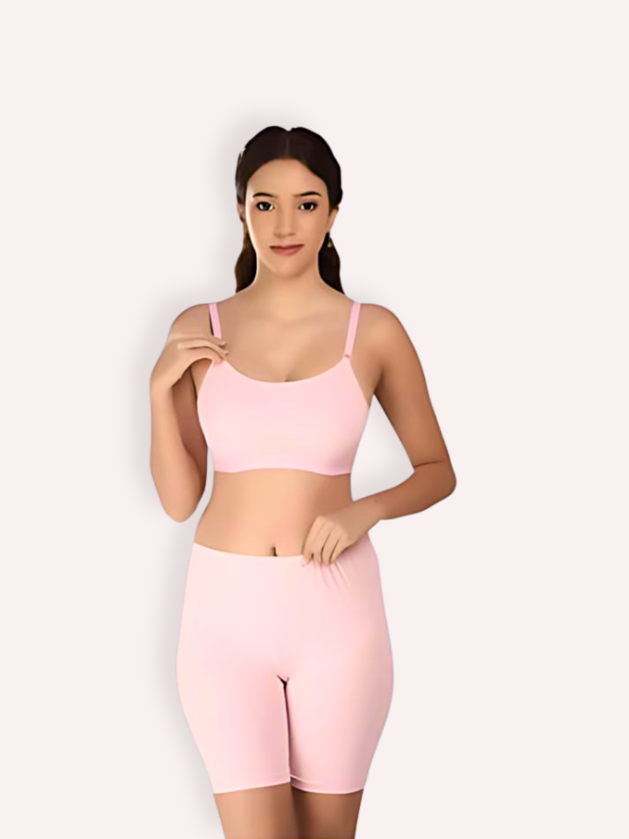 Snug Fit Gym Bra & High-Rise Shorts Set - Pink