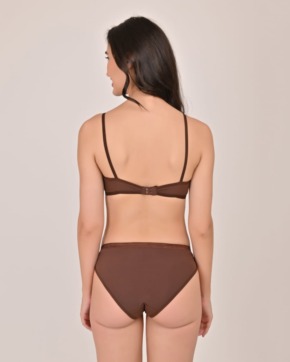 Elegant Lace Sensual Lingerie Set non wired - Dark Brown